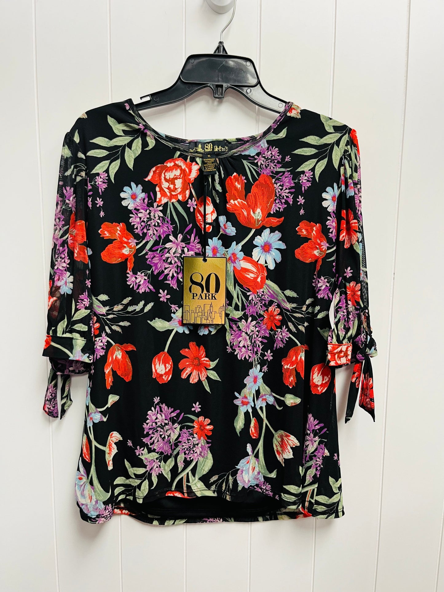 Floral Print Top Short Sleeve , 80 PARK Size Xl