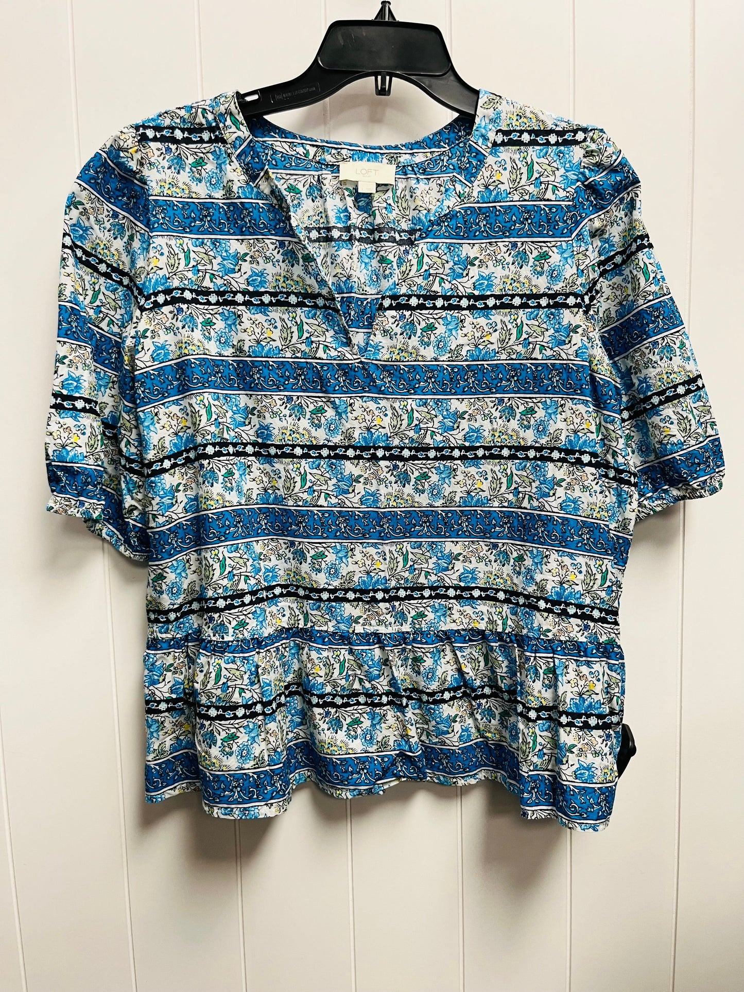 Blue Top Short Sleeve Loft, Size L