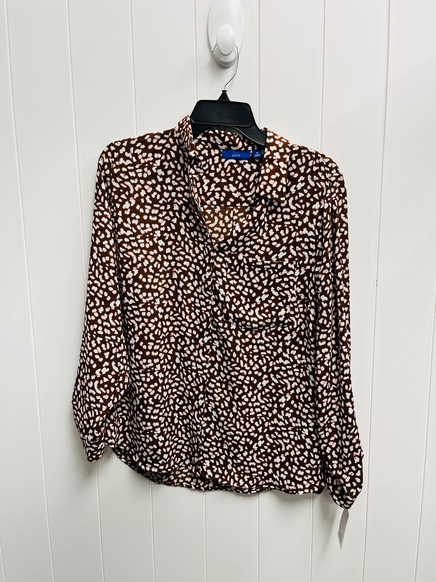 Top Long Sleeve By Apt 9 In Brown, Size: M