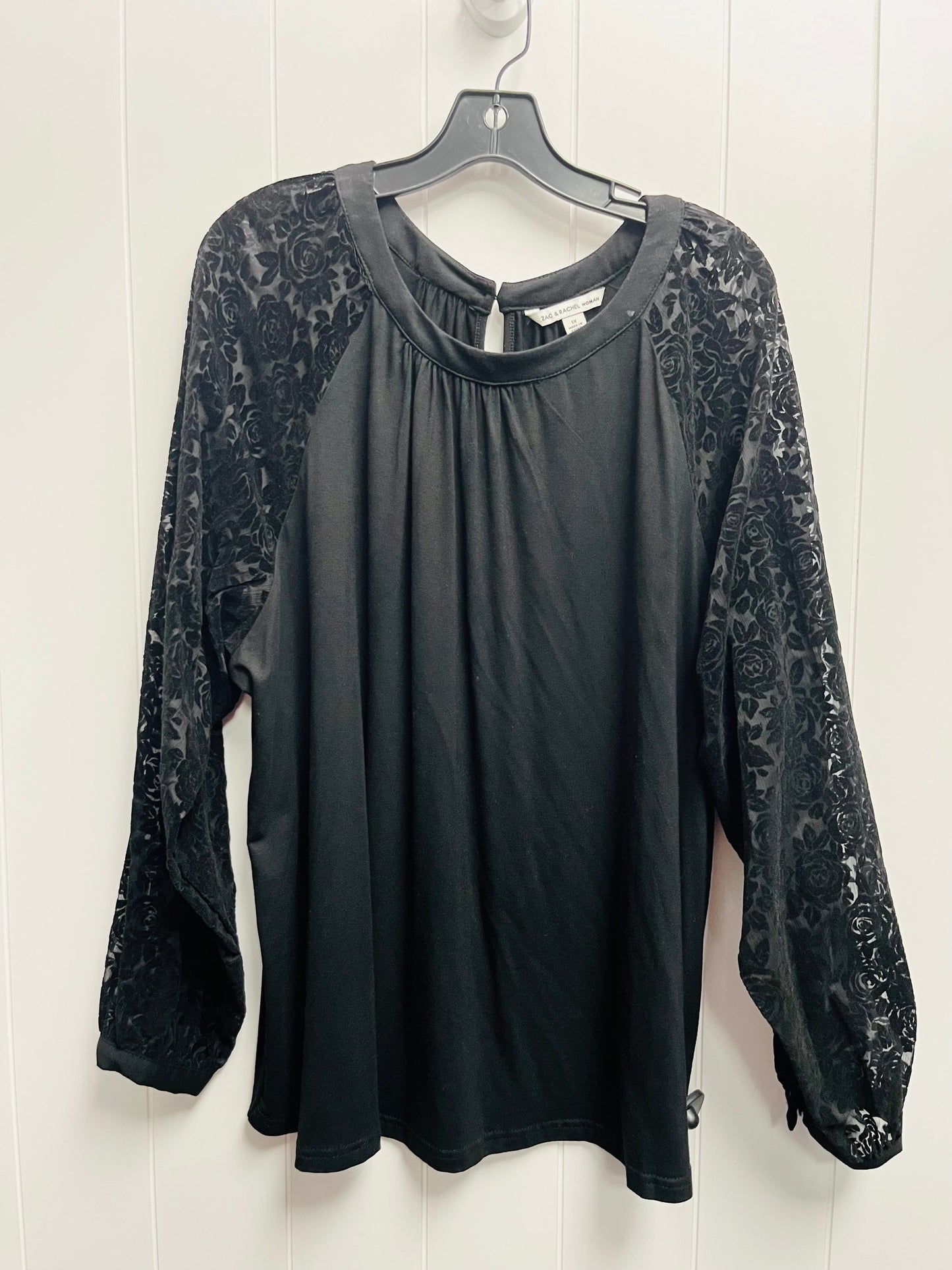 Black Top Long Sleeve Zac And Rachel, Size 1x