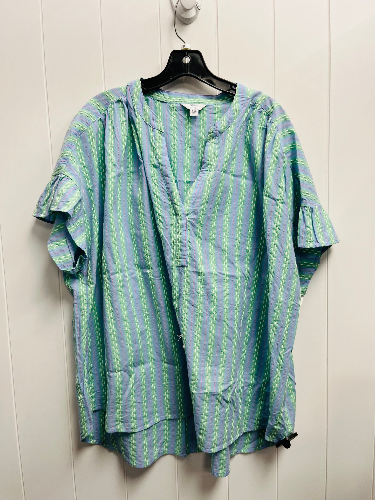 Top Short Sleeve By Crown And Ivy In Blue & Green, Size: Xxl