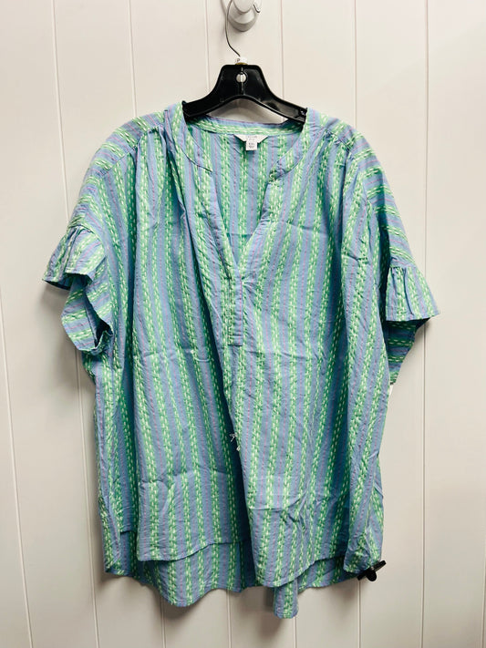 Top Short Sleeve By Crown And Ivy In Blue & Green, Size: Xxl