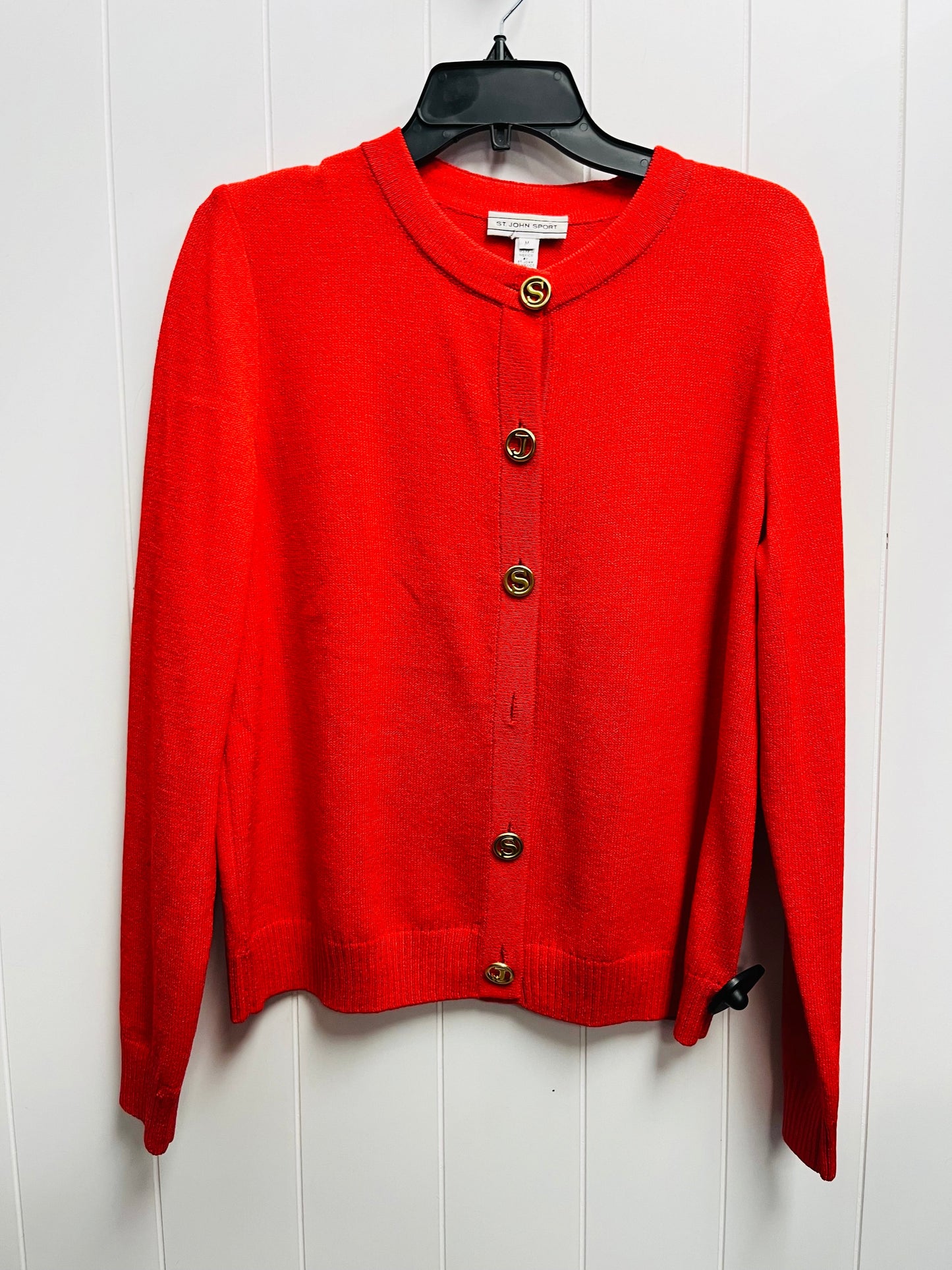 Sweater Cardigan Luxury Designer By St John Collection In Red, Size: M