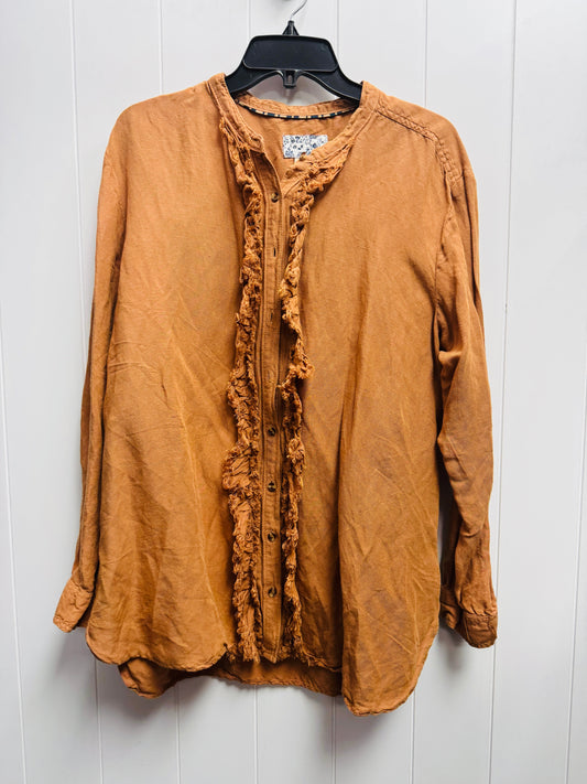 Top Long Sleeve By Pilcro In Brown, Size: Xl