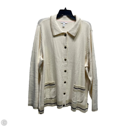 Sweater Cardigan By Isaac Mizrahi Live Qvc In Cream, Size: 3x