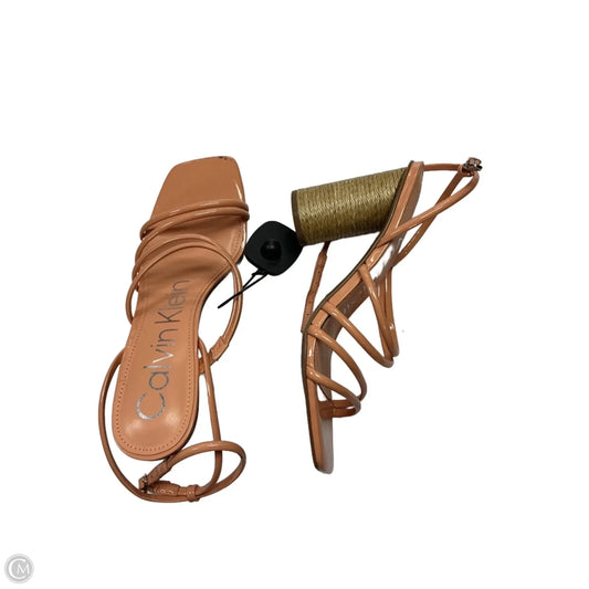 Sandals Heels Block By Calvin Klein In Orange, Size: 8.5