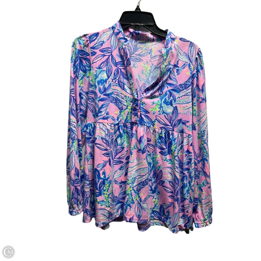 Top Long Sleeve Designer By Lilly Pulitzer In Blue & Pink, Size: Xs