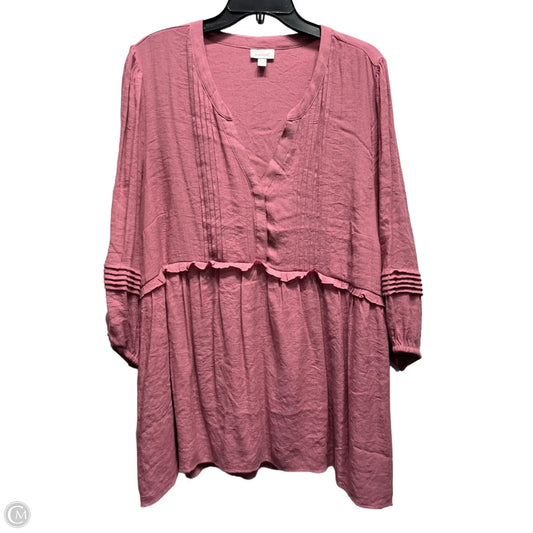 Top 3/4 Sleeve By Avenue In Pink, Size: 1x