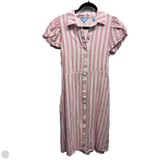 Dress Casual Midi By Draper James In Pink & White, Size: M