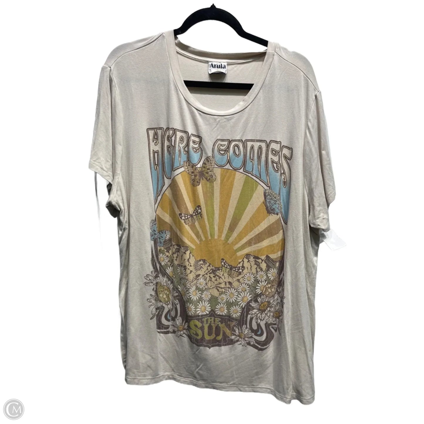 Top Short Sleeve By Arula In Tan, Size: 3x