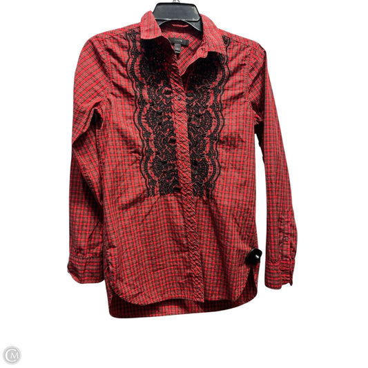 Top Long Sleeve By J. Crew In Black & Red, Size: Xs