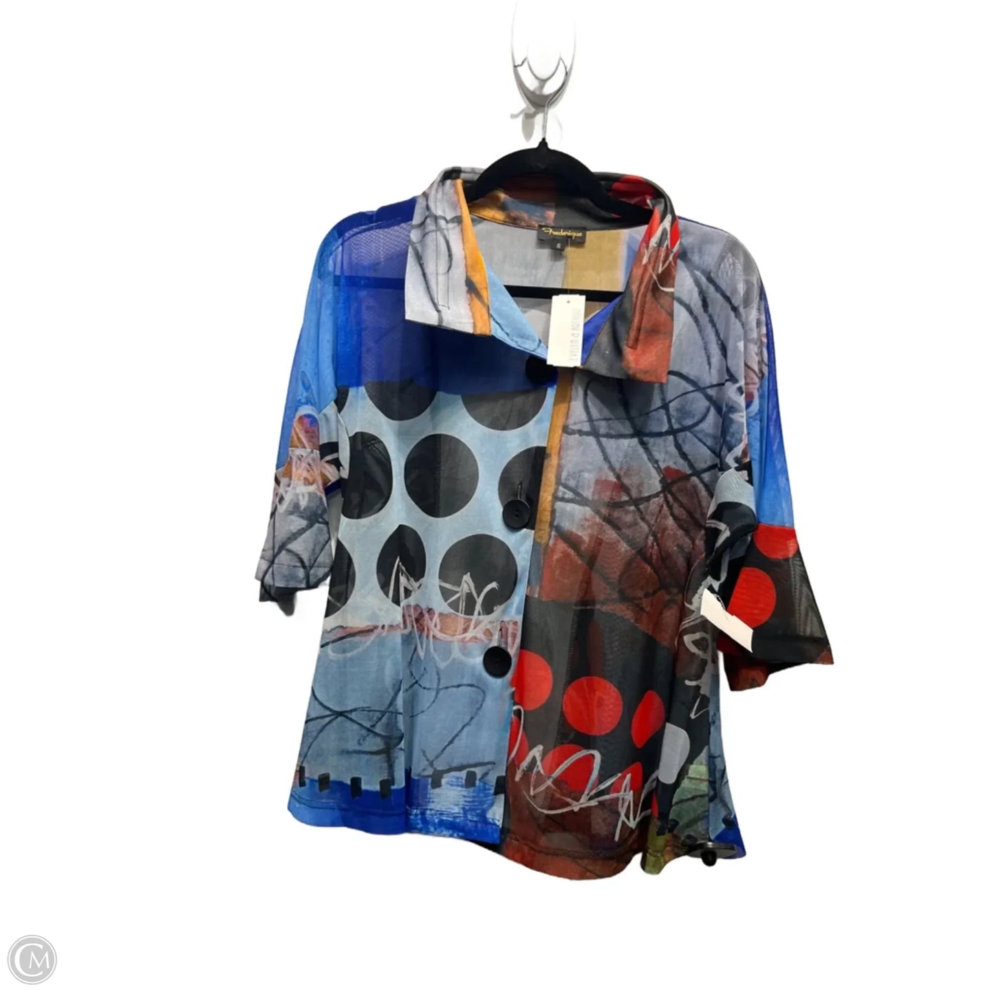 Blouse Long Sleeve By Evelyn And Arthur In Blue & Red, Size: S