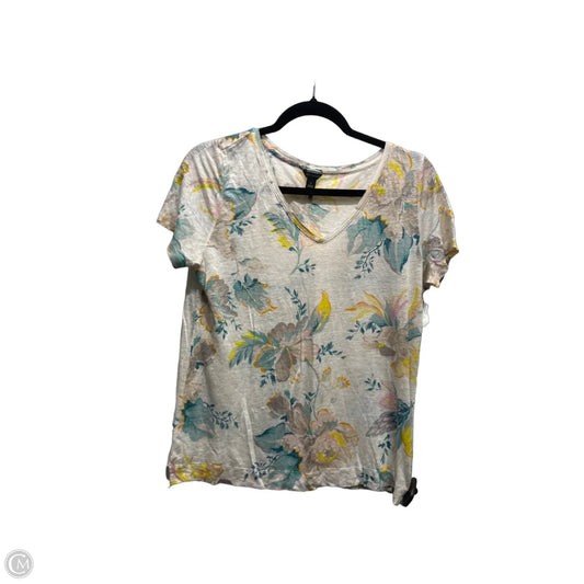 Top Short Sleeve By Ann Taylor In Green & Yellow, Size: M