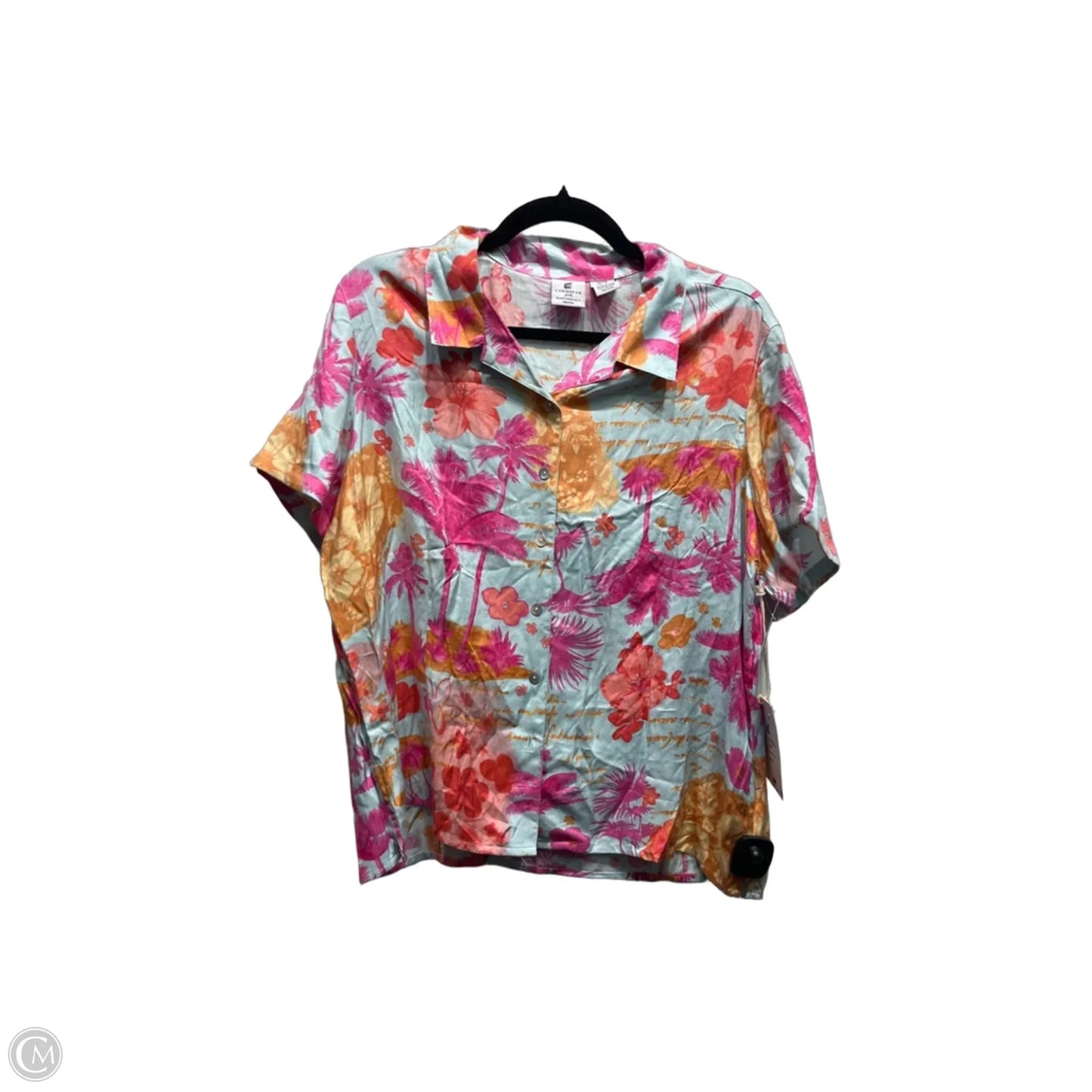 Top Short Sleeve By Caribbean Joe In Blue & Pink, Size: Xlp