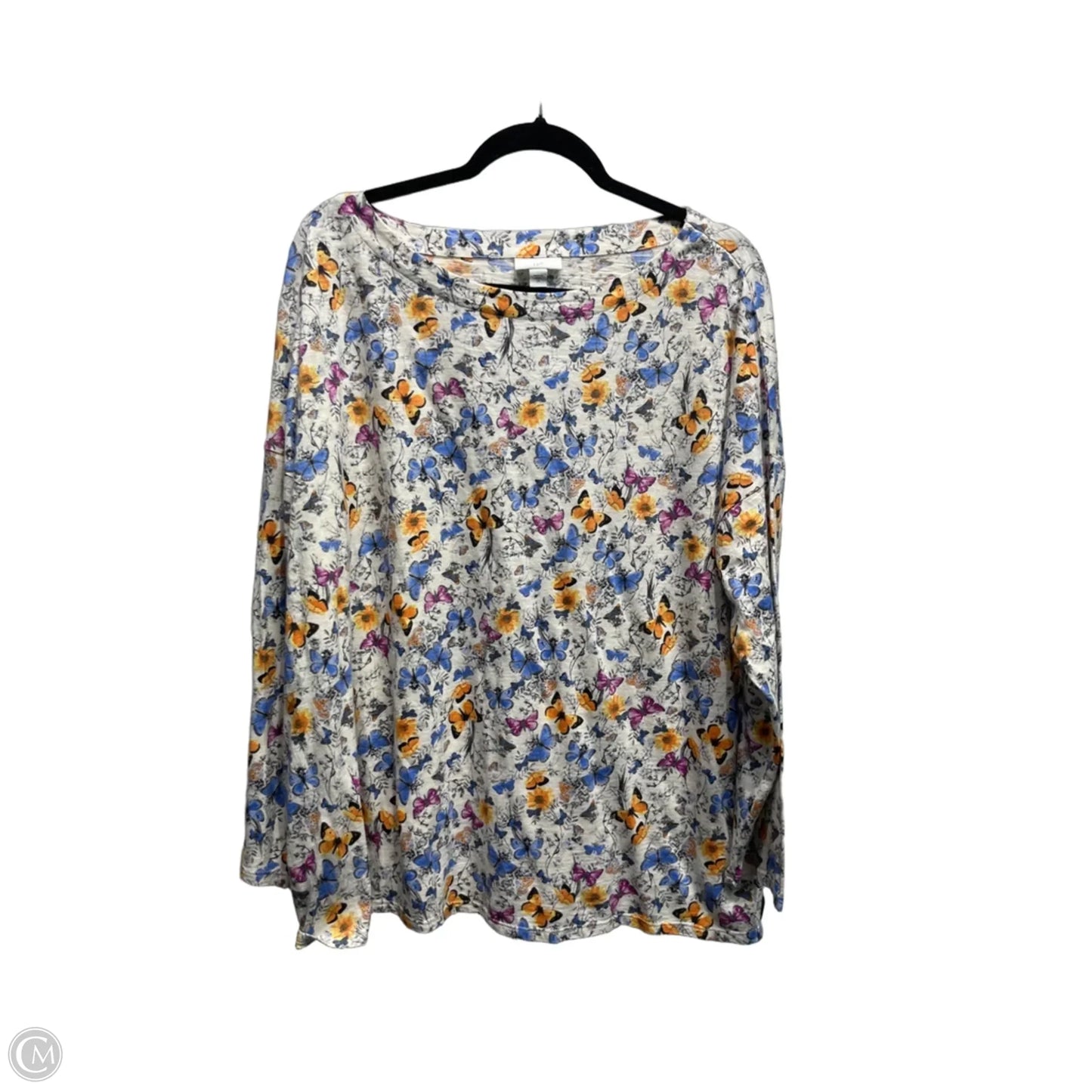 Top Long Sleeve By J. Jill In Blue & Yellow, Size: 2x