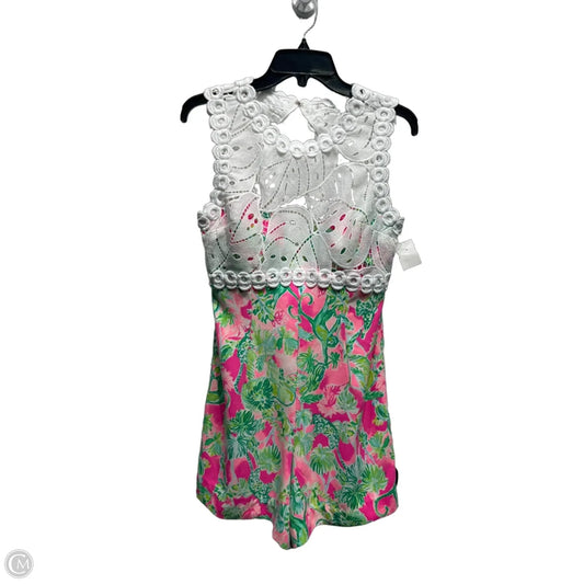 Romper Designer By Lilly Pulitzer In Green & Pink, Size: S