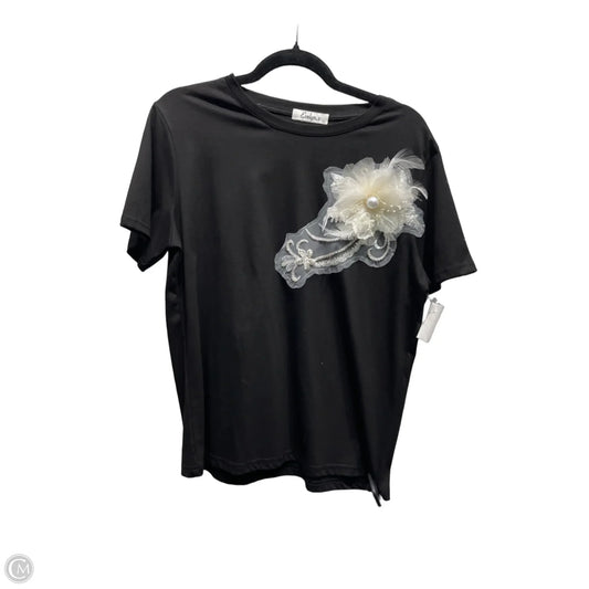 Top Short Sleeve By EVELYN.S In Black, Size: M
