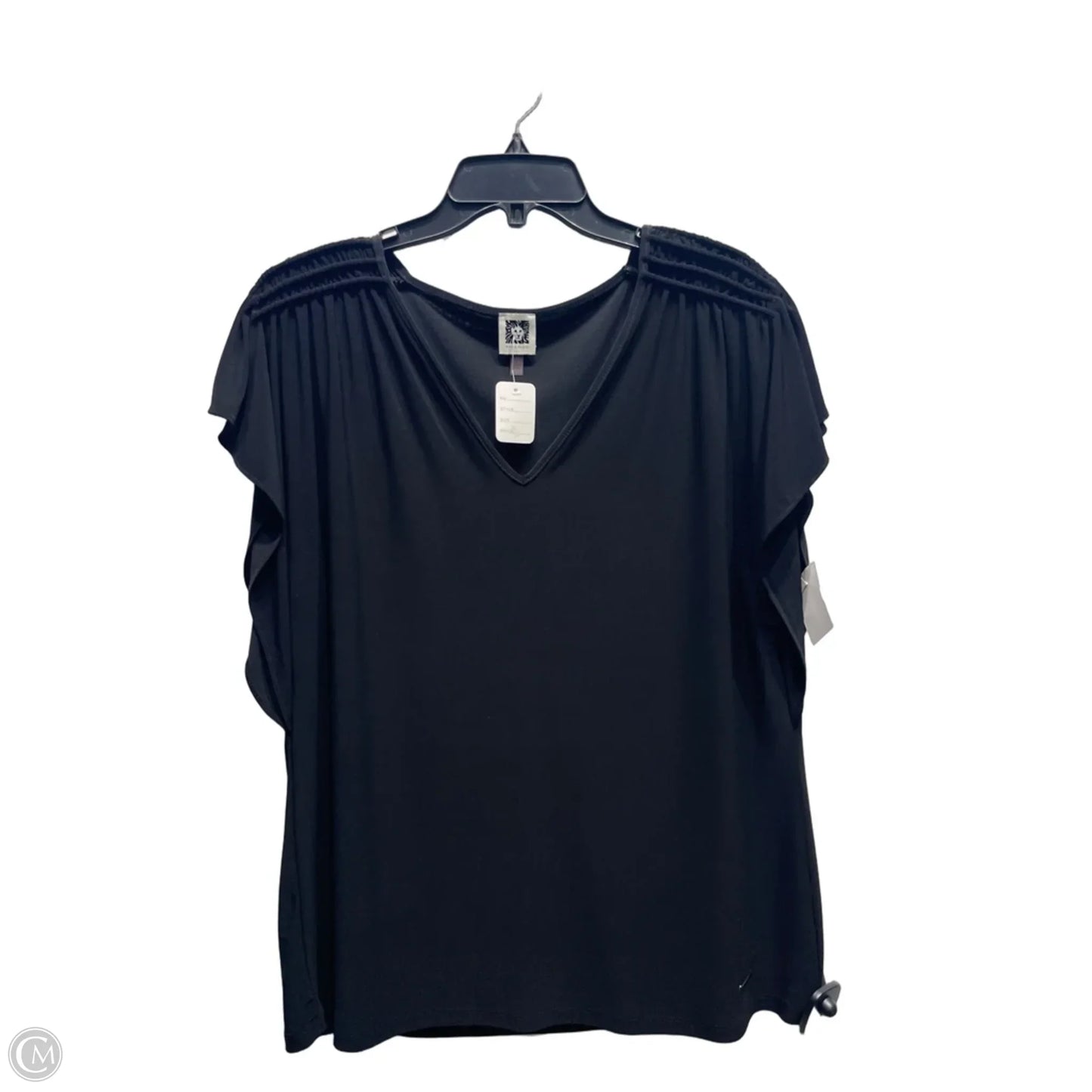 Top Short Sleeve By Anne Klein In Black, Size: L
