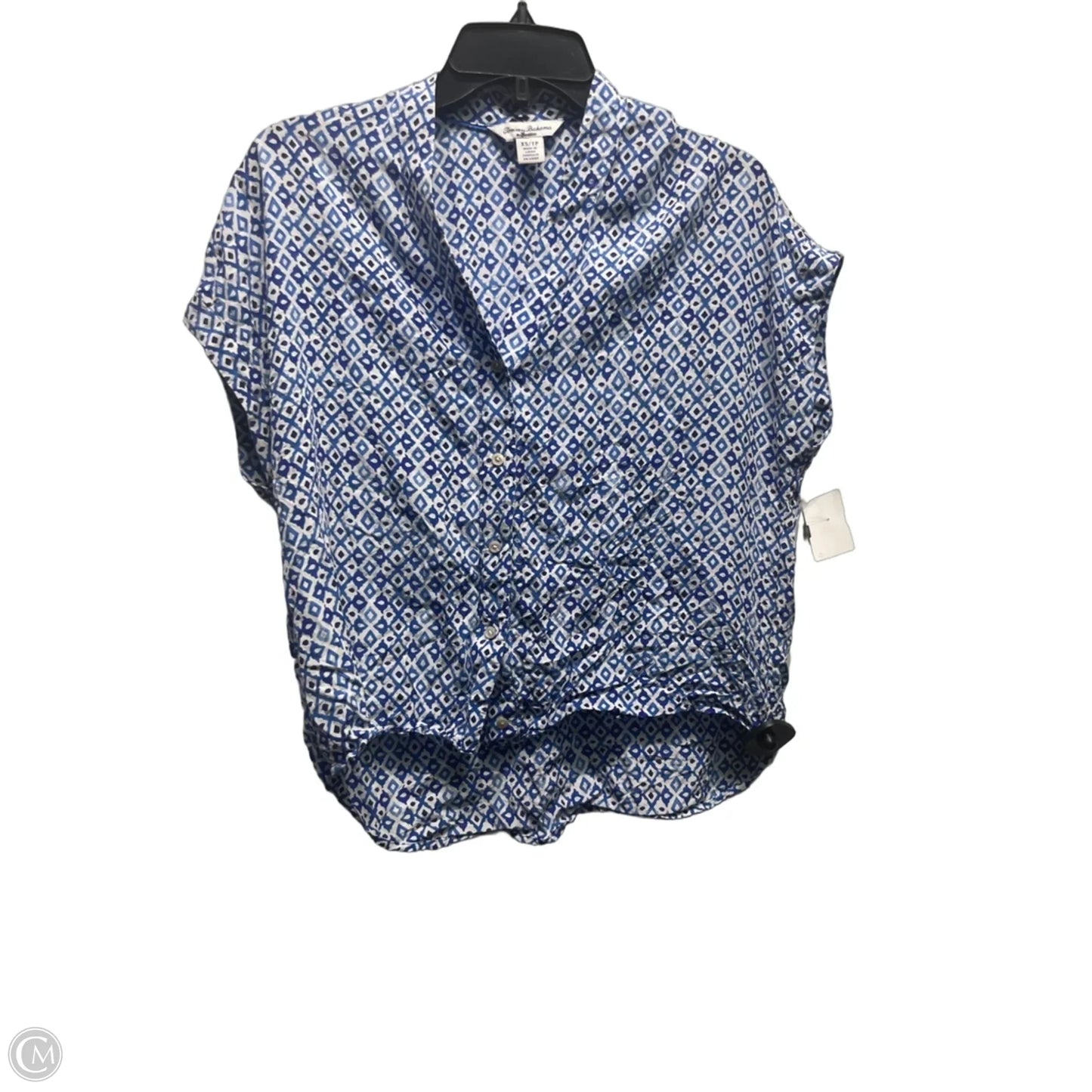 Top Short Sleeve By Tommy Bahama In Blue & White, Size: Xs