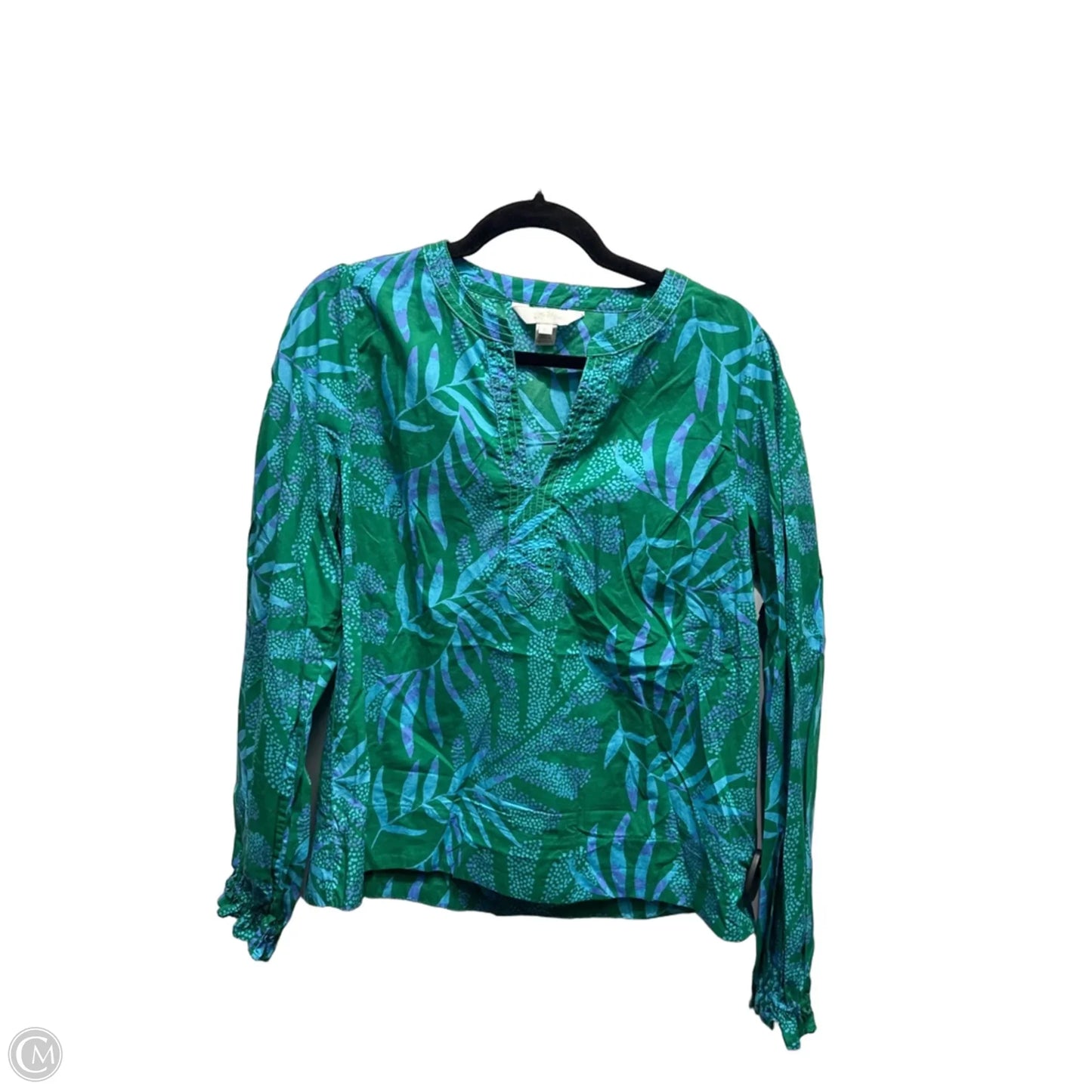 Top Long Sleeve Designer By Lilly Pulitzer In Blue & Green, Size: M