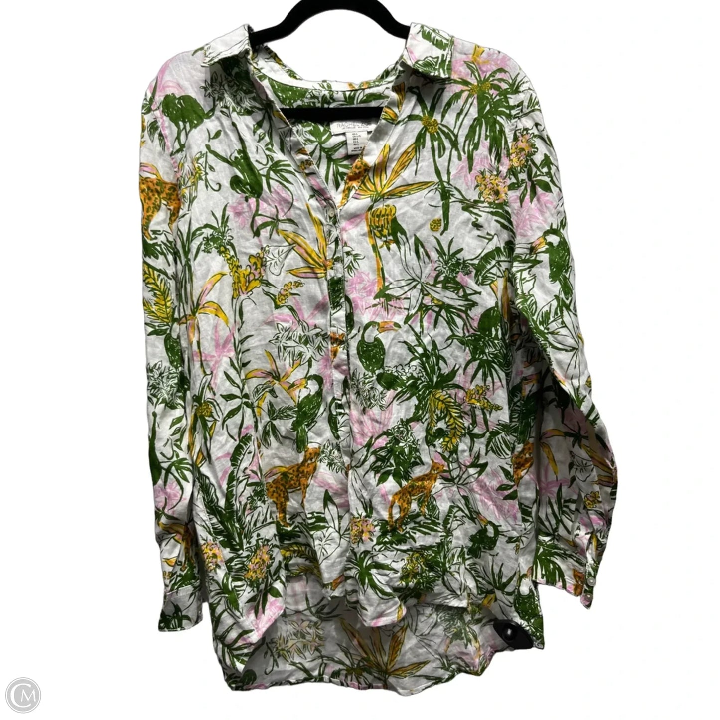 Top Long Sleeve By Rachel Zoe In Green & Pink, Size: L