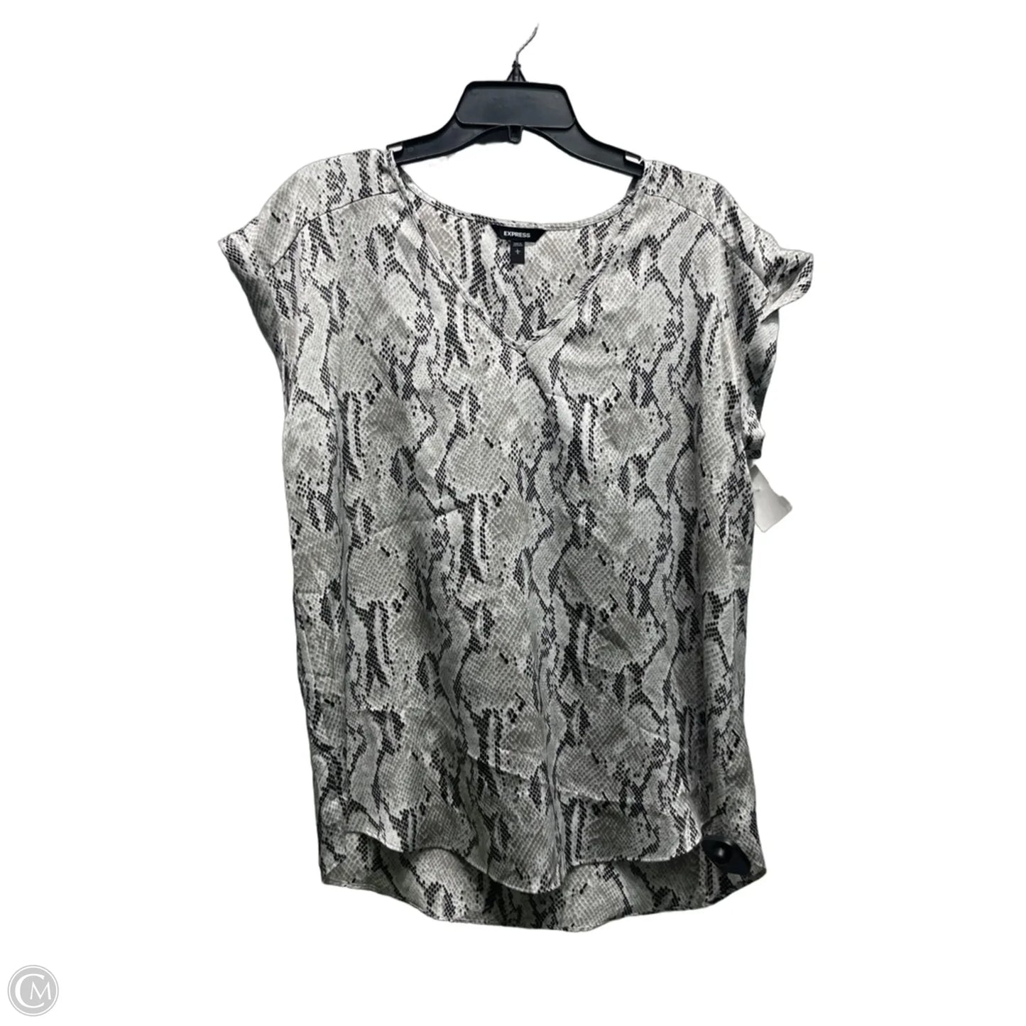 Top Short Sleeve By Express In Black & Grey, Size: L