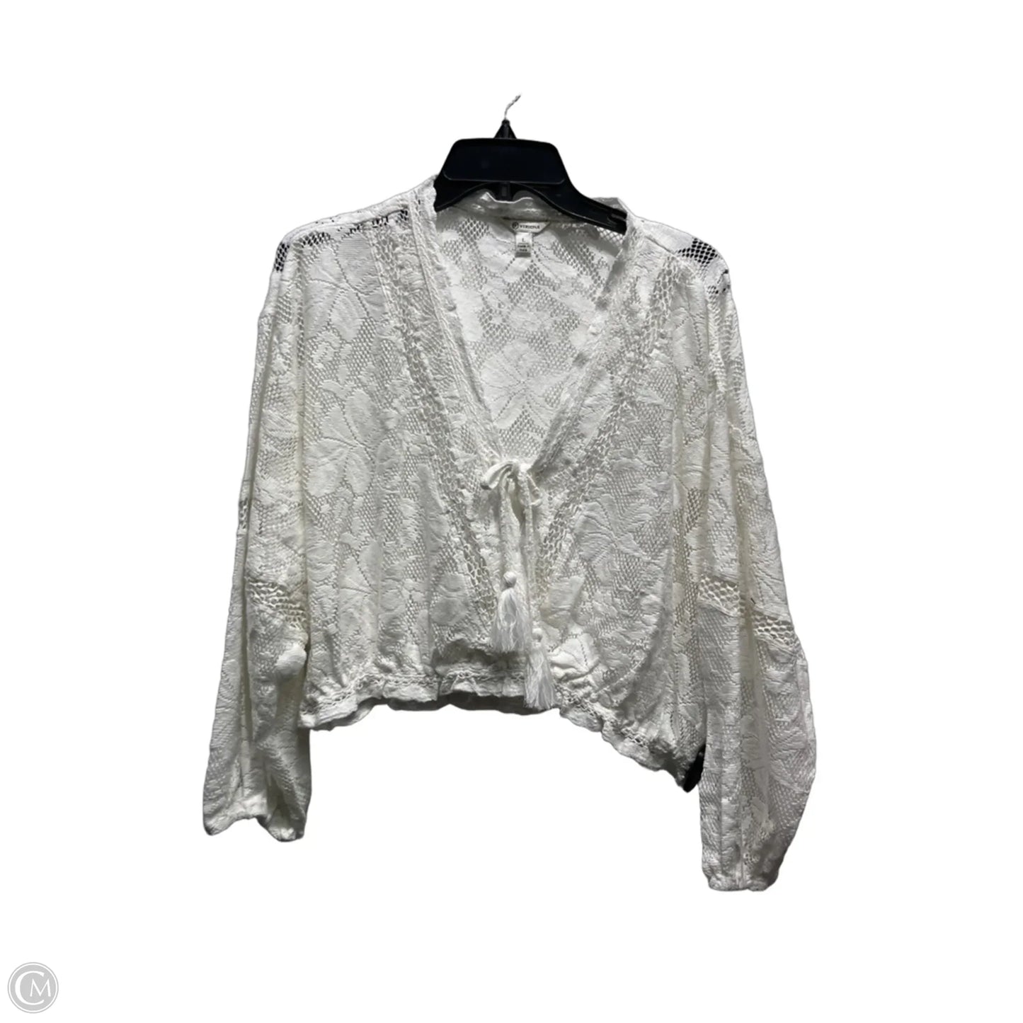 Top Long Sleeve By Versona In White, Size: L