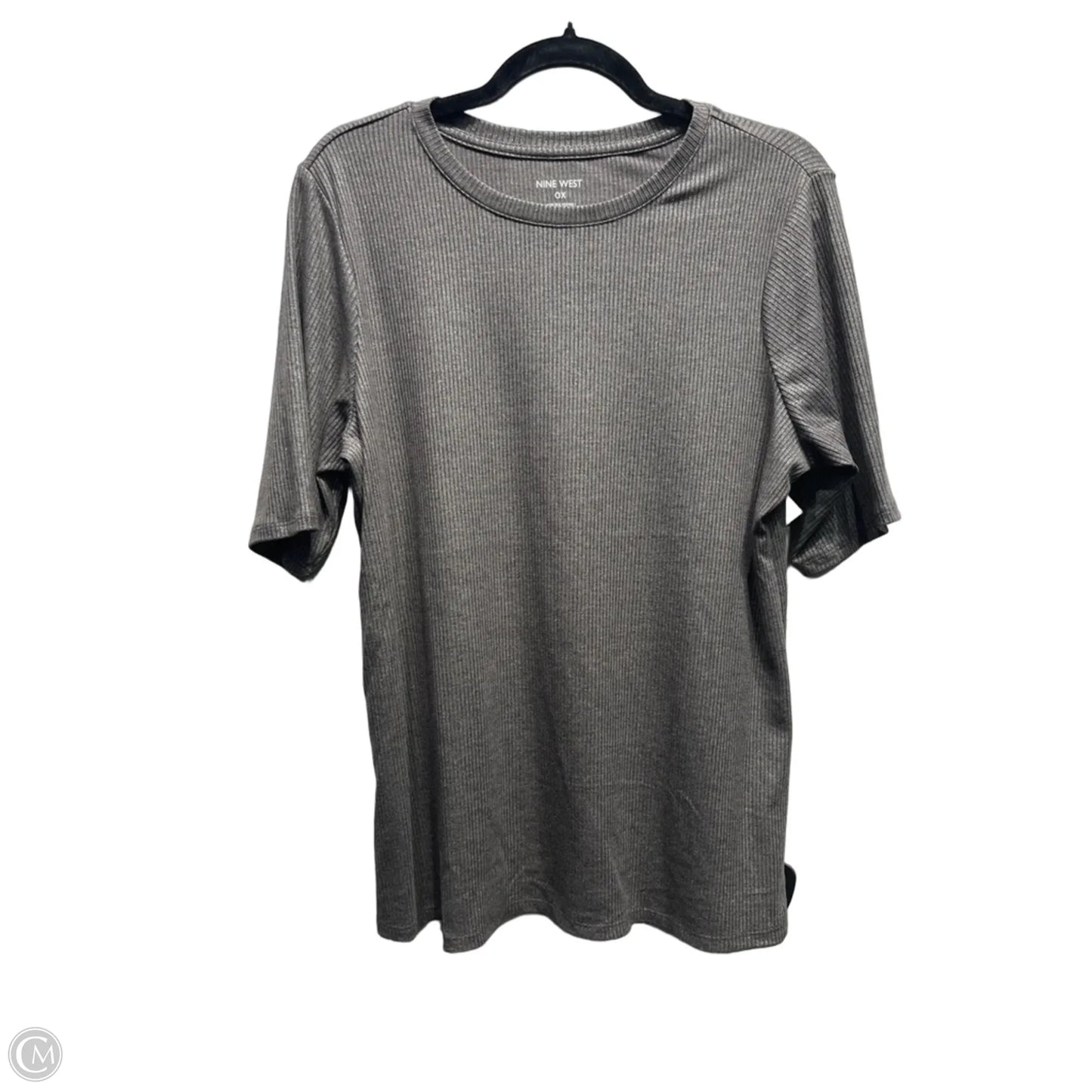 Top Short Sleeve Basic By Nine West Apparel In Grey, Size: 1x