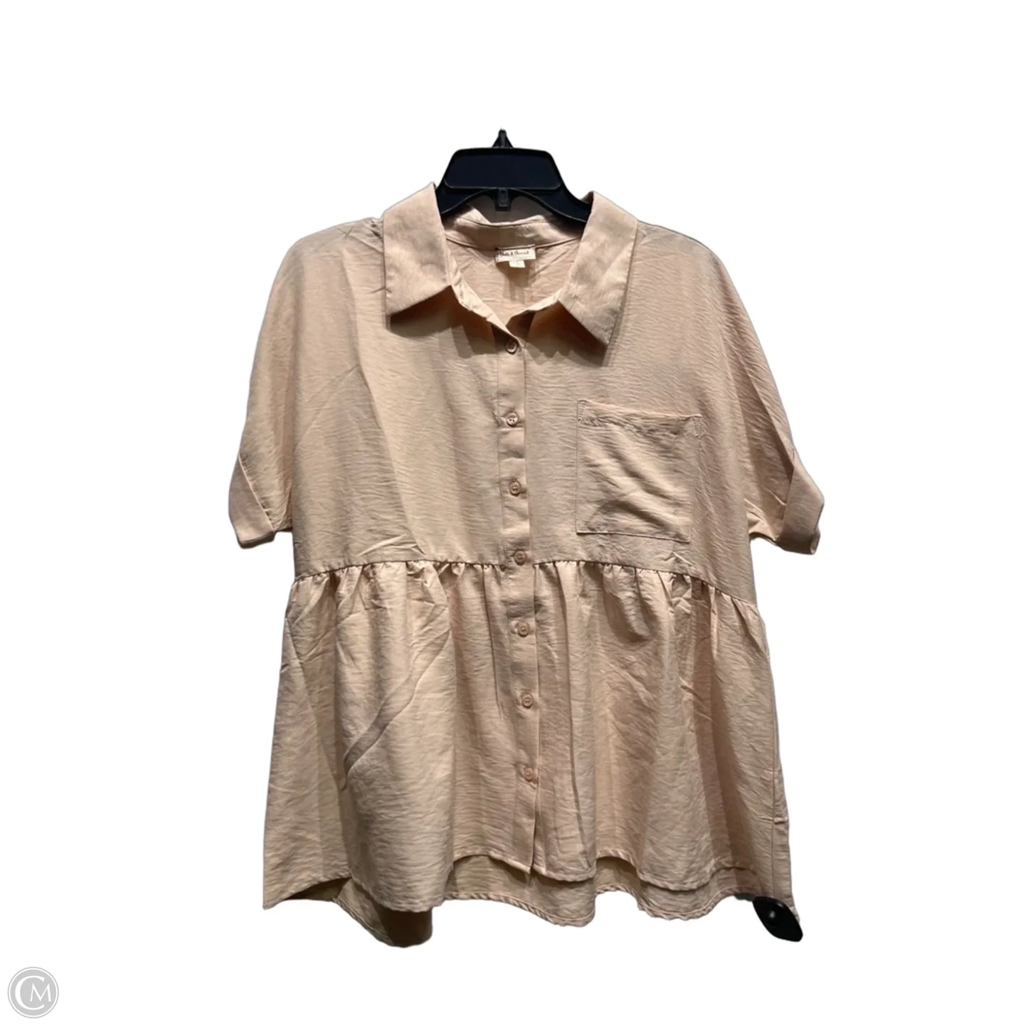 Top Short Sleeve By Hem & Thread In Tan, Size: L