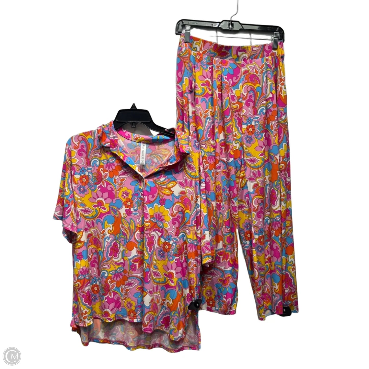 Pants Set 2pc By Dear Scarlett In Blue & Pink, Size: S