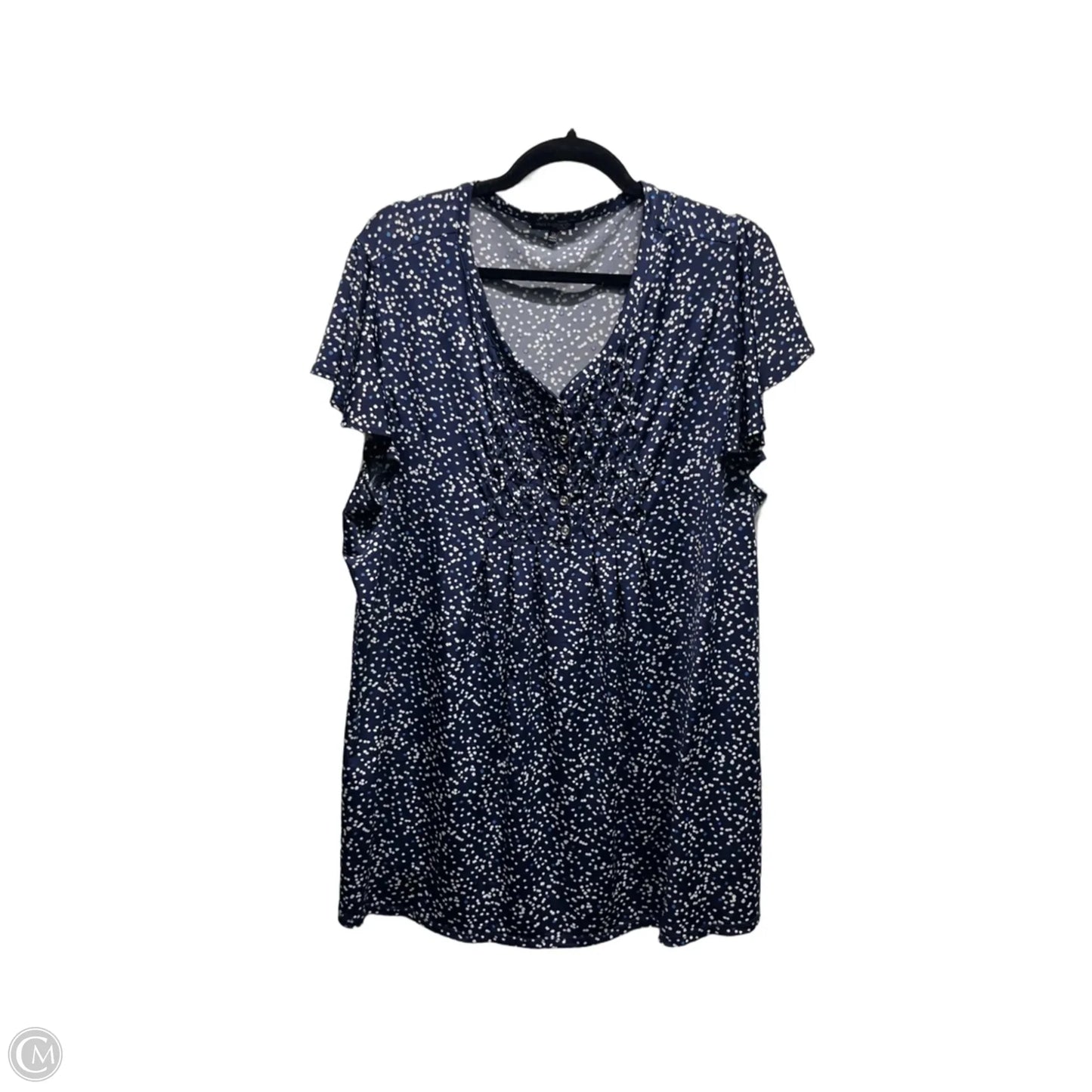 Top Short Sleeve By AVA & GRACE In Blue & White, Size: 3x