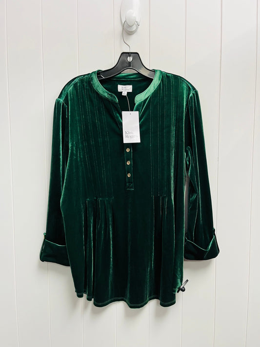 Top Long Sleeve By Kim Rogers In Green, Size: L