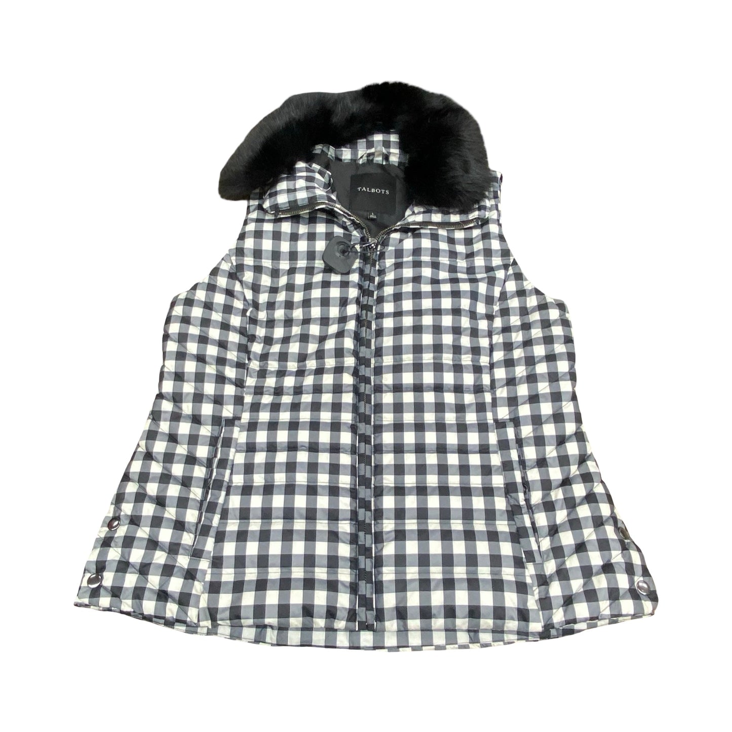 Vest Puffer & Quilted By Talbots In Plaid Pattern, Size:L