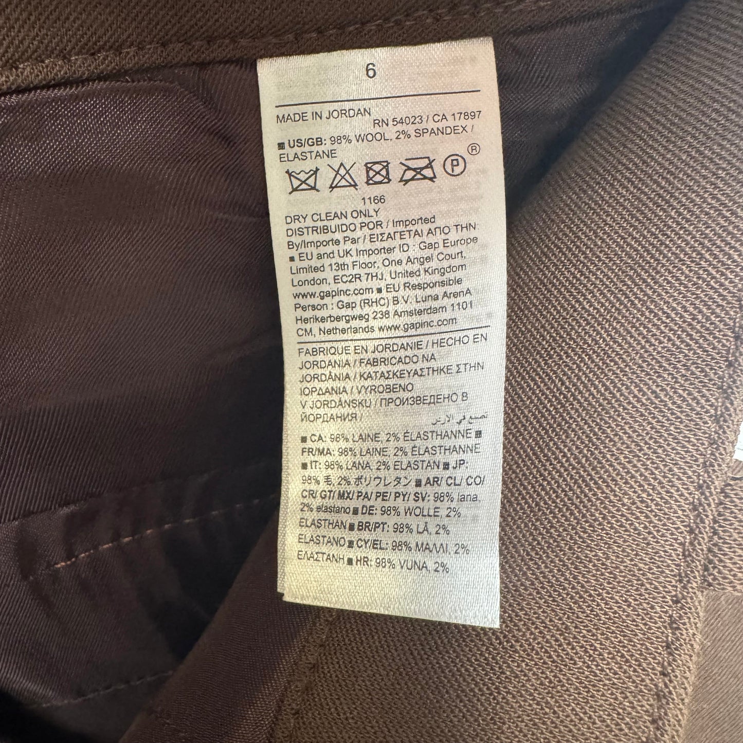 Modern Slim Wool Pants Dress By Banana Republic In Brown, Size: 6