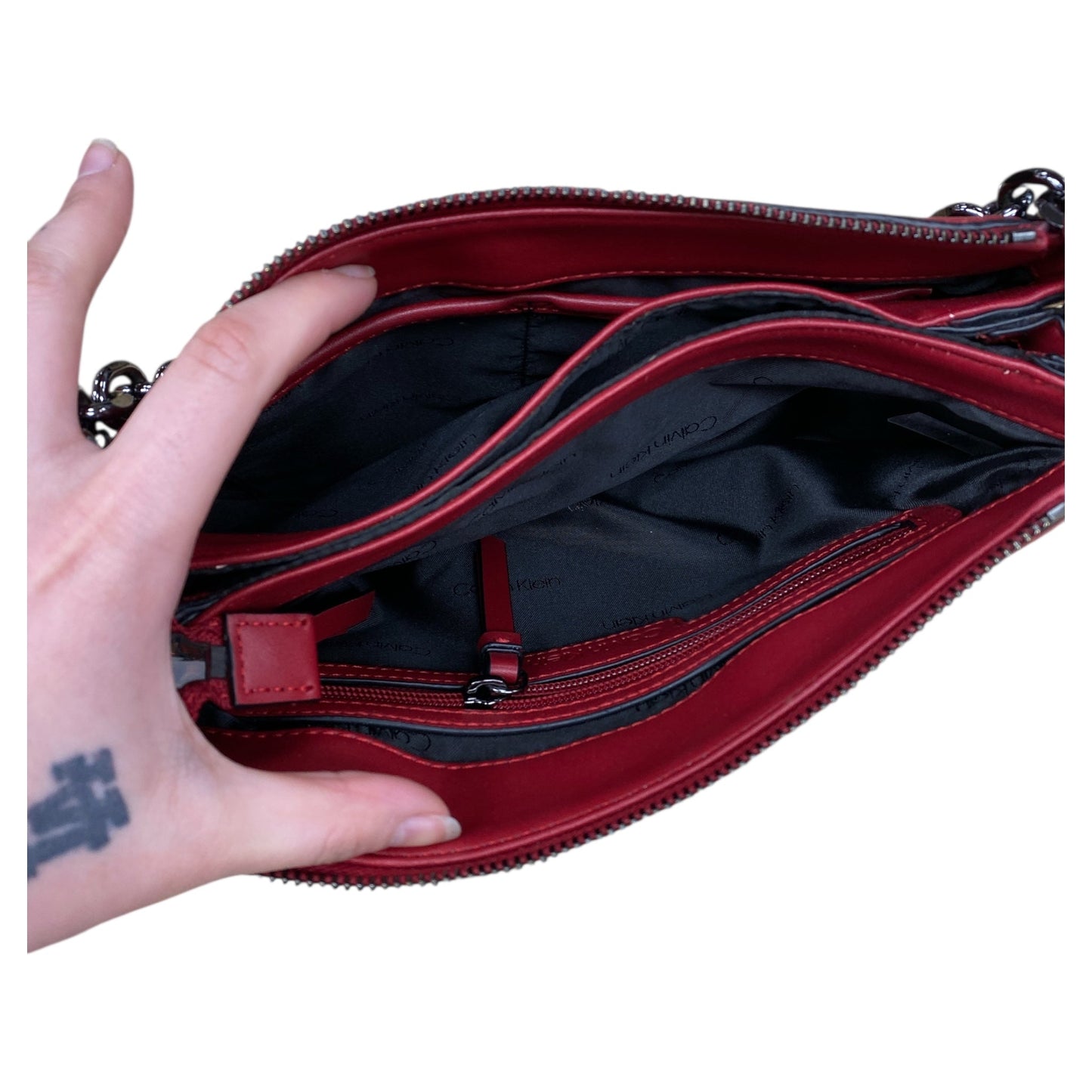 Handbag By Calvin Klein In Red, Size:Medium