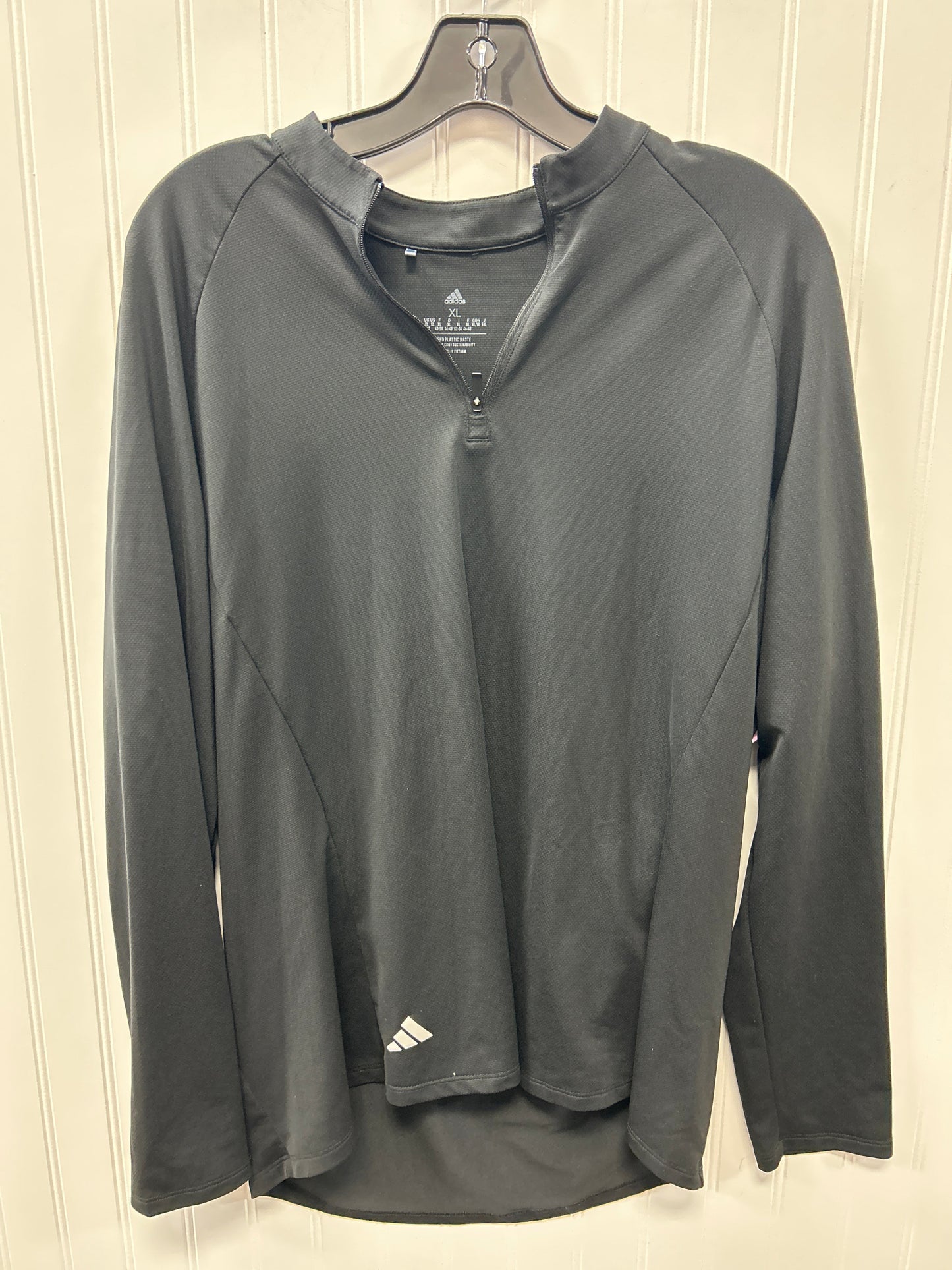 Athletic Top Ls Collar By Adidas In Black, Size:Xl