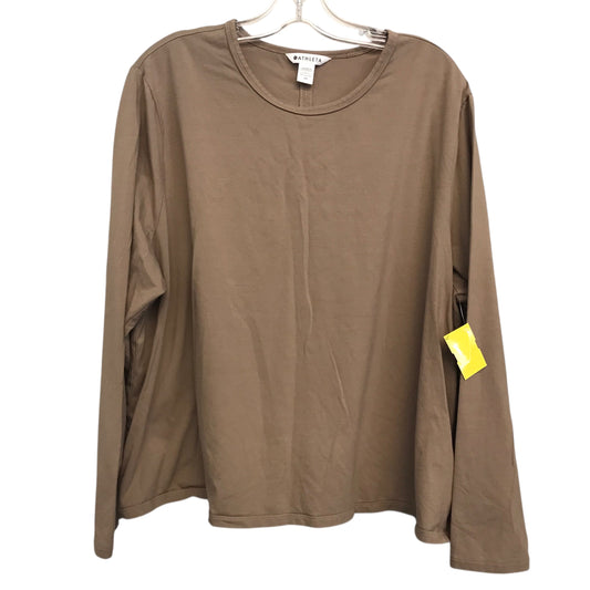 Athletic Top Ls Crewneck By Athleta In Tan, Size:2X