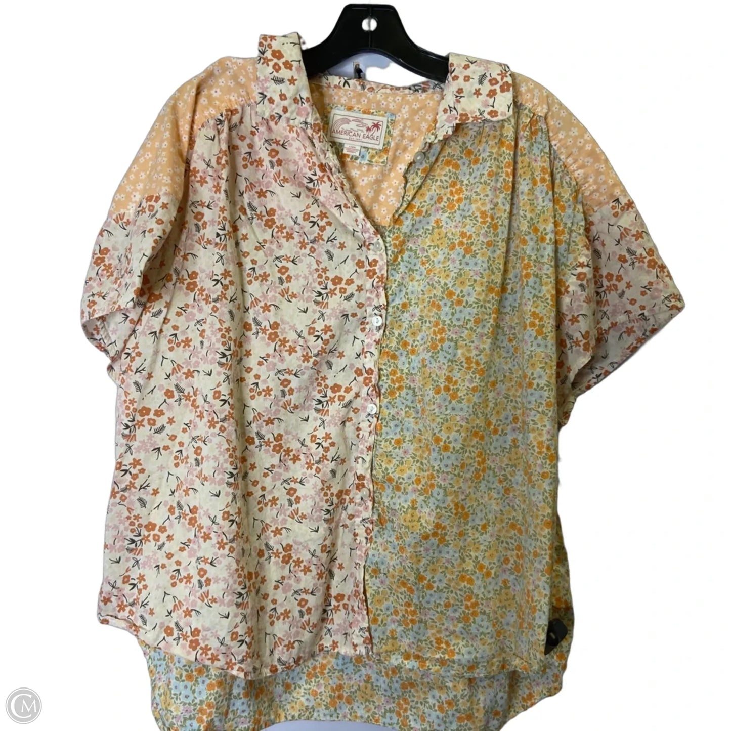 Top Short Sleeve By American Eagle In Floral Print, Size: L