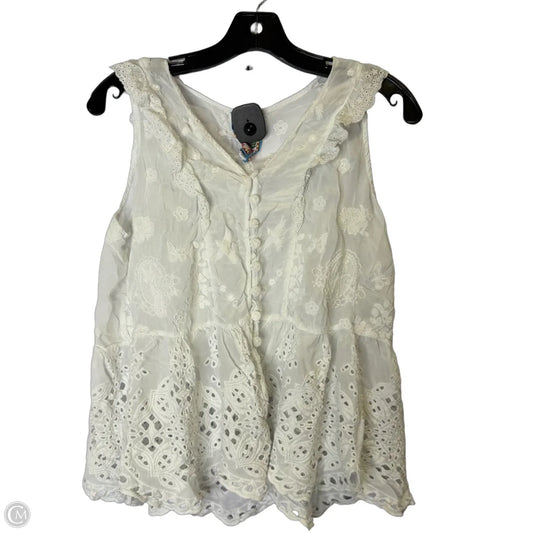 Blouse Sleeveless By Johnny Was In White, Size: M