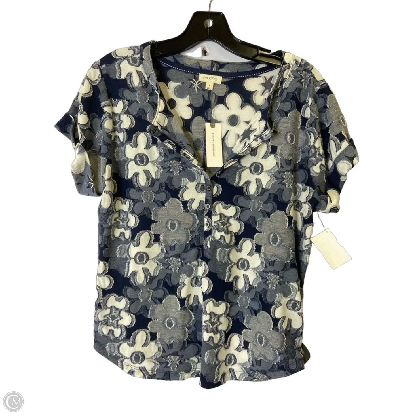 Top Short Sleeve By Pilcro In Navy, Size: L