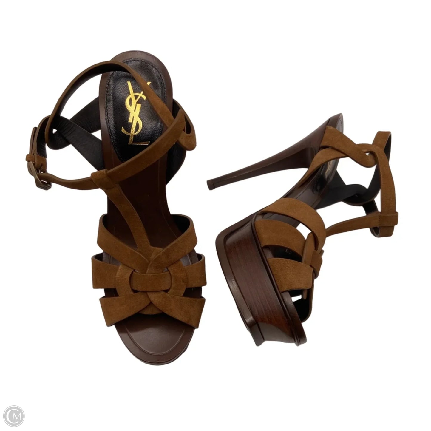 Shoes Luxury Designer By Yves Saint Laurent In Brown, Size: 7.5
