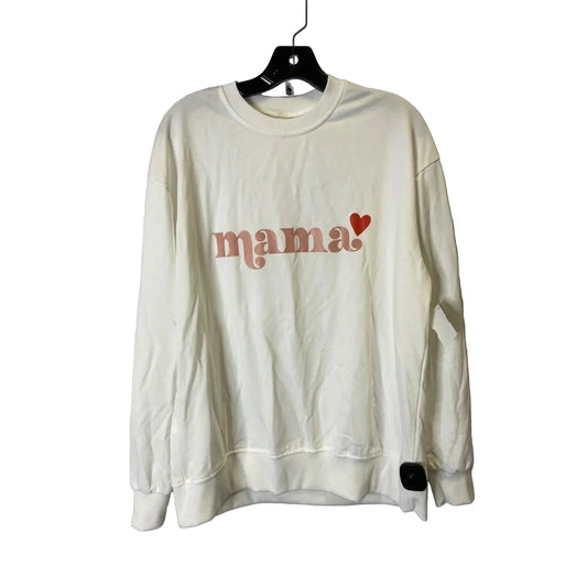 Sweatshirt Crewneck By Clothes Mentor In White, Size: M