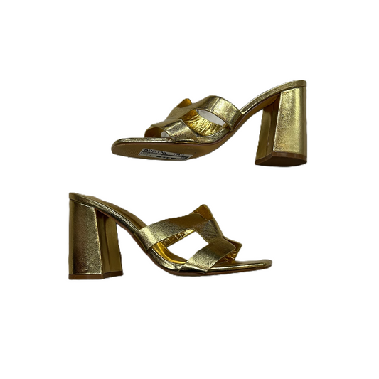 Gold Shoes Heels Block By Liliana, Size: 7.5