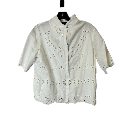 Top Short Sleeve By Saks Fifth Avenue In White, Size: Xs