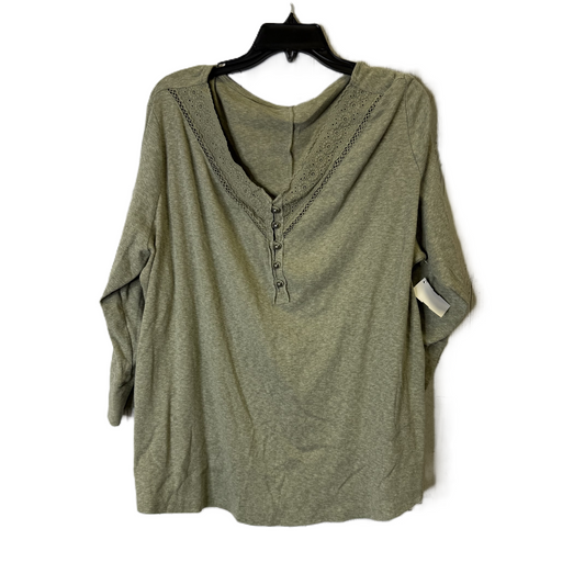 Top Long Sleeve By Cato In Green, Size: 26