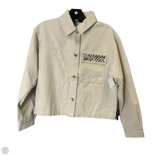 Jacket Shirt By Zara In Cream, Size: Xs