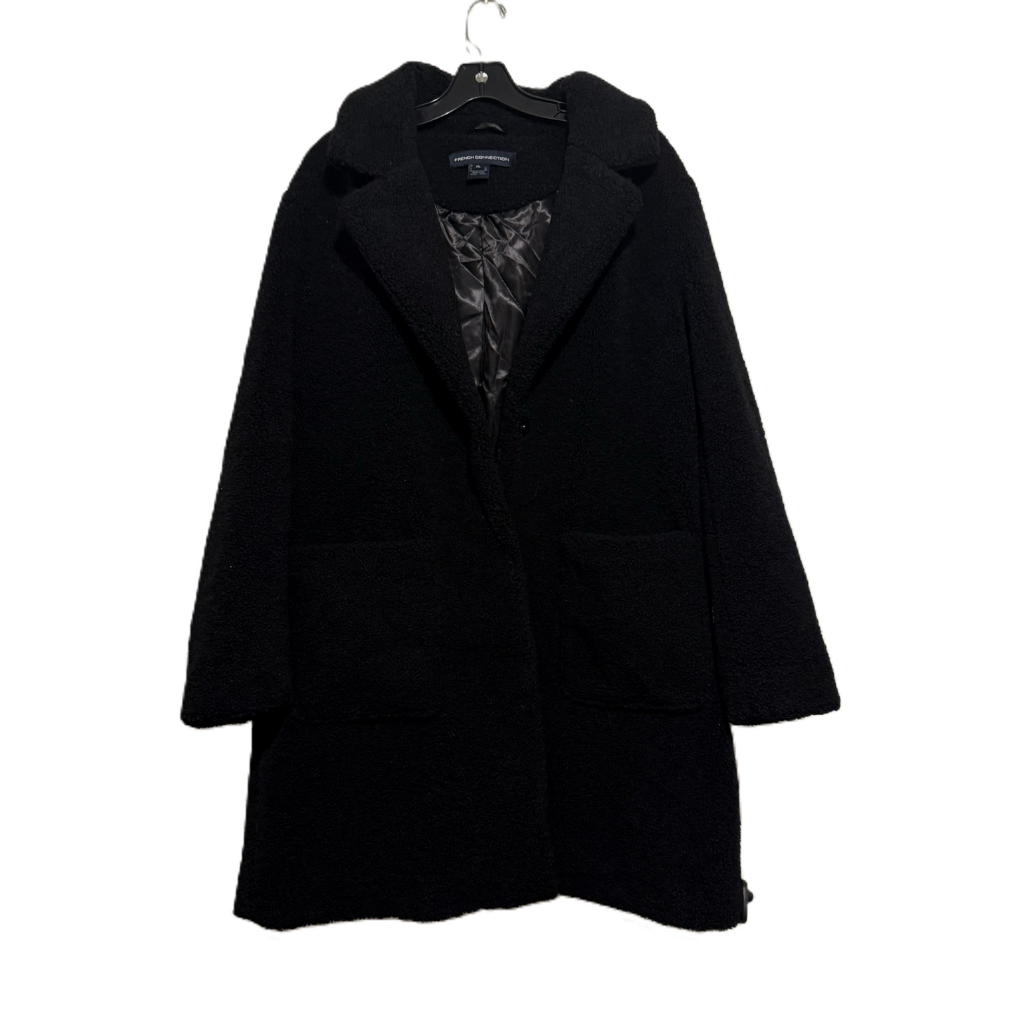 Coat Faux Fur & Sherpa By French Connection In Black, Size: Xl