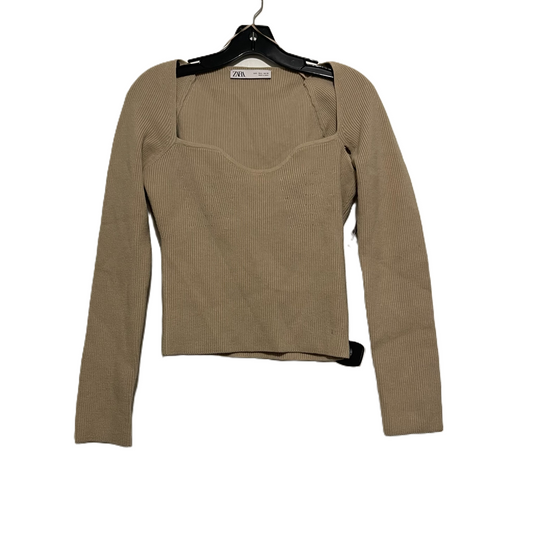 Top Long Sleeve By Zara In Cream, Size: L