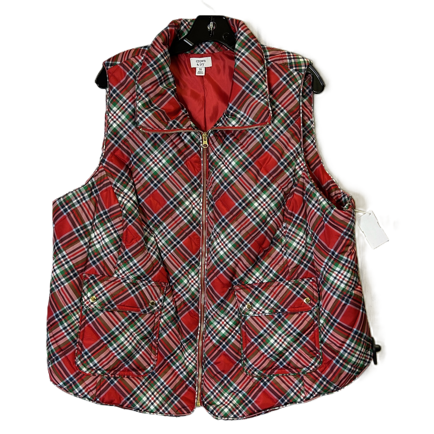 Vest Puffer & Quilted By Crown And Ivy In Red, Size: 3x