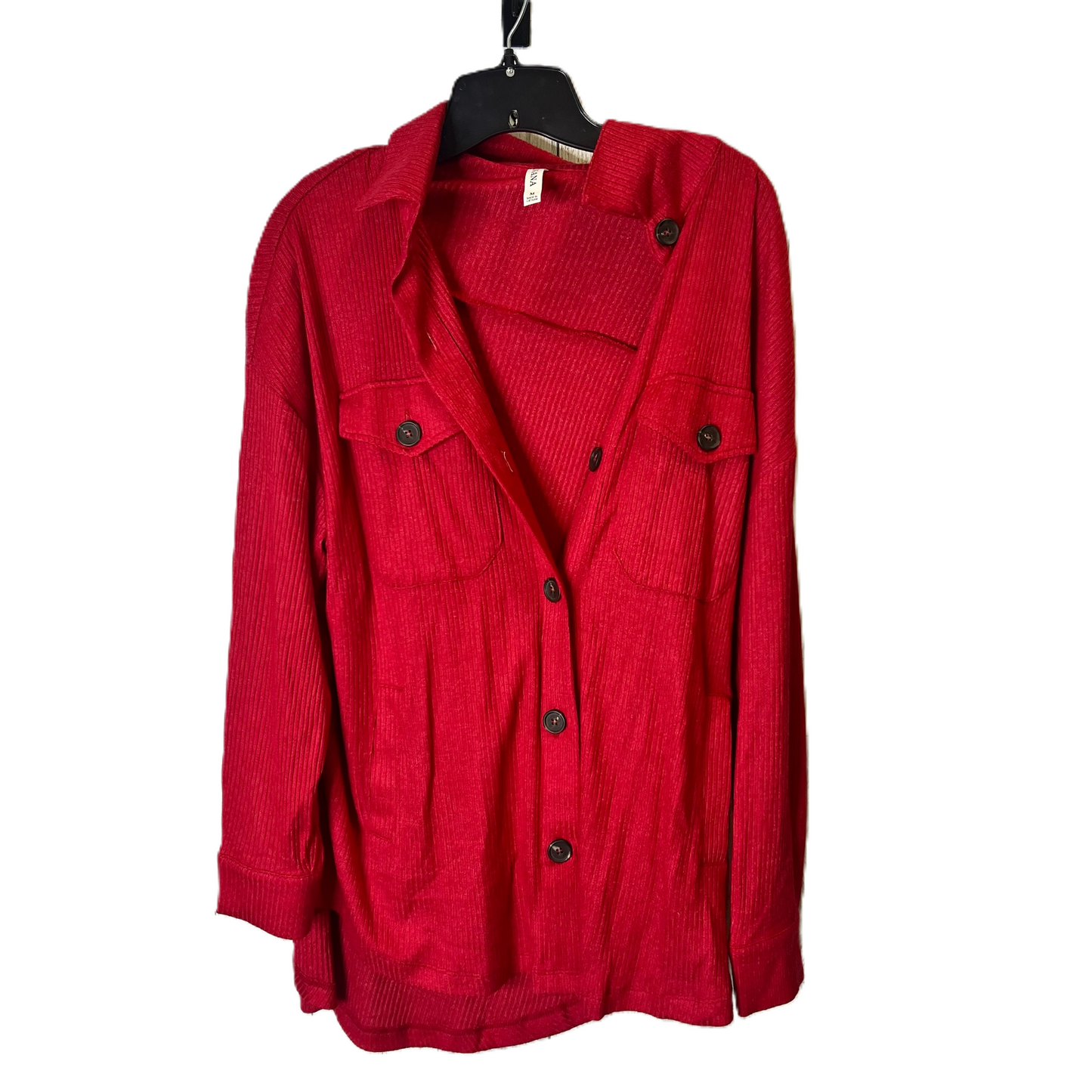 Jacket Shirt By Zenana Outfitters In Red, Size: M